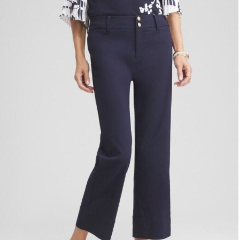 Chico's Trapunto Wide Leg Crop Fashion Ink Navy 00